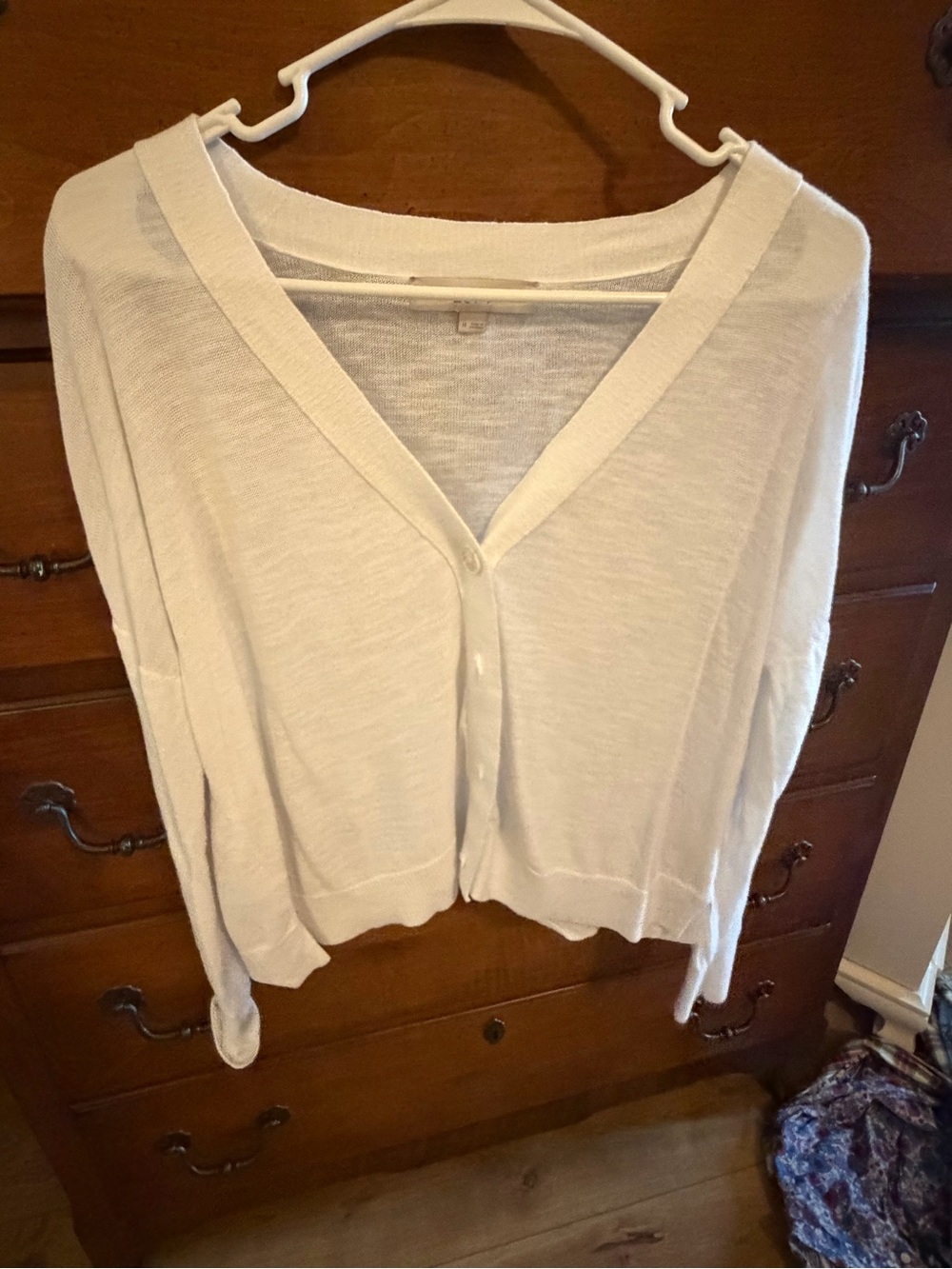 LOFT Cream Lightweight Button Front Cardigan